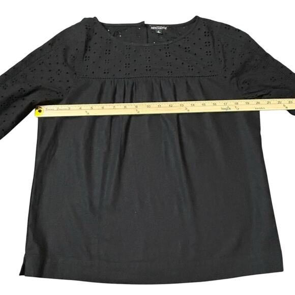 J. Crew Mercantile Top Womens Size S Linen Blend Black Eyelet Feminine Loose Fit - Picture 6 of 8